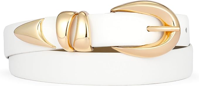 Leather Belt for Women with Stylish Gold Buckle