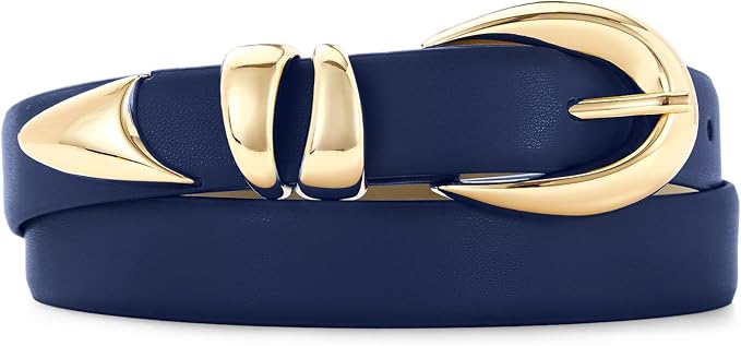 Leather Belt for Women with Stylish Gold Buckle